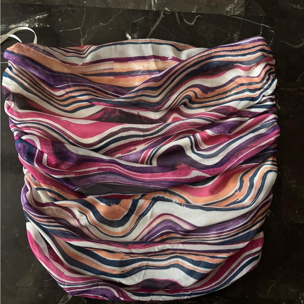 Love, Fire Pink and Blue Ruched Skirt